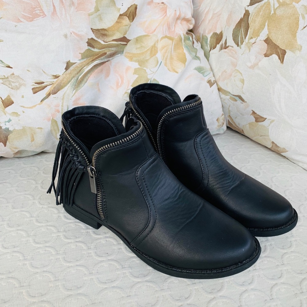 Bamboo Black Vegan Leather Ankle Boot